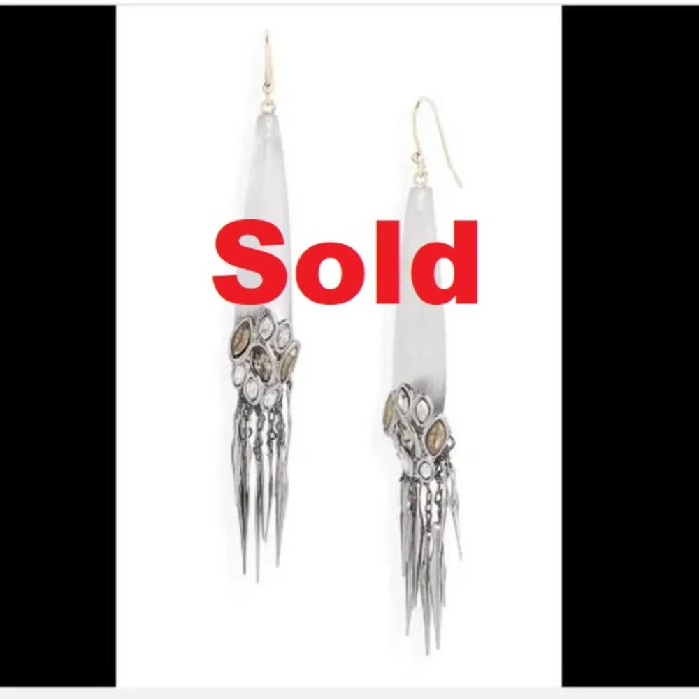Alexis Bittar 'Alexandria' Gunmetal Fringe & white Lucite® Earrings